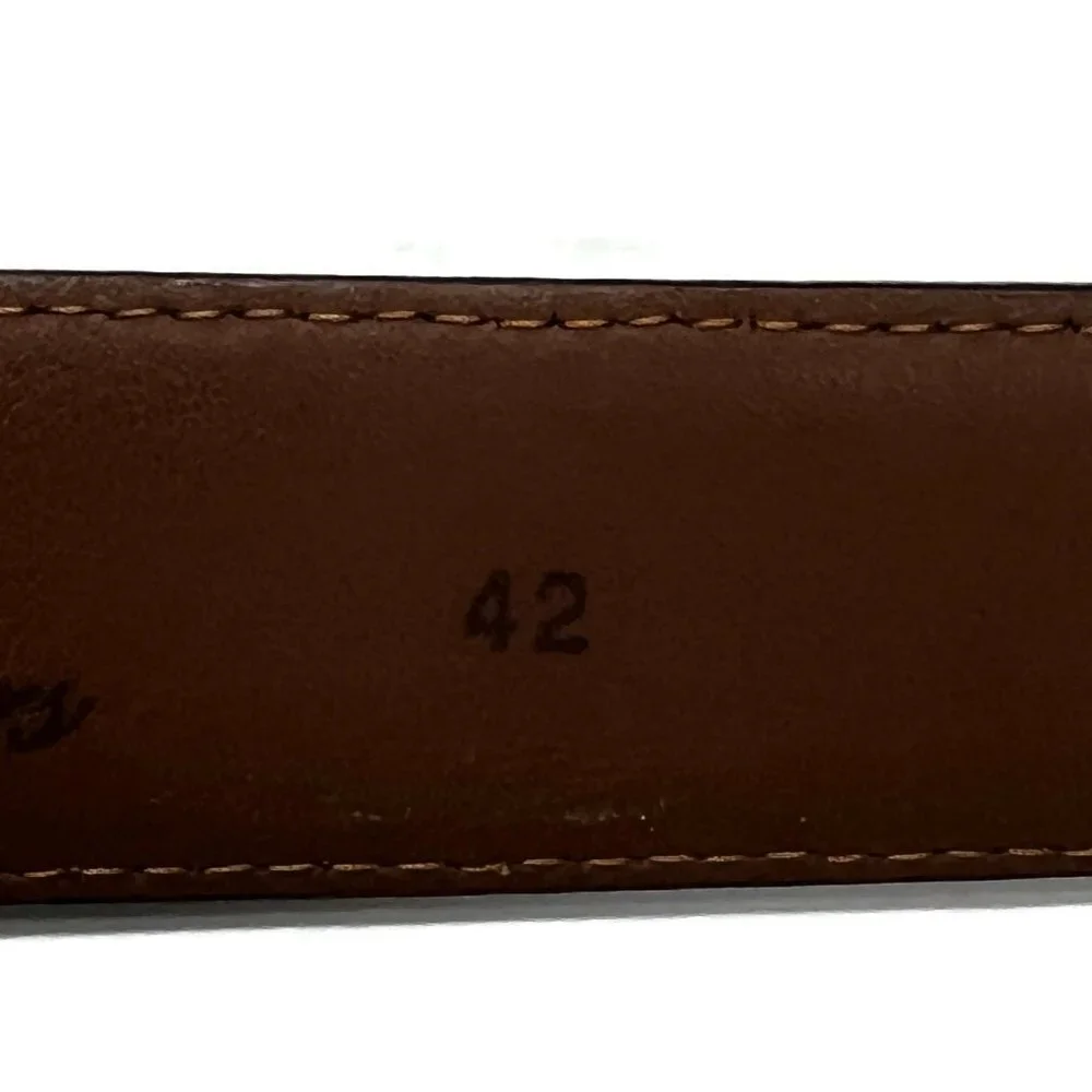 Brooks Brothers Italian  Leather Belt Dark Brown Cognac‎ Brass Buckle Mens 42